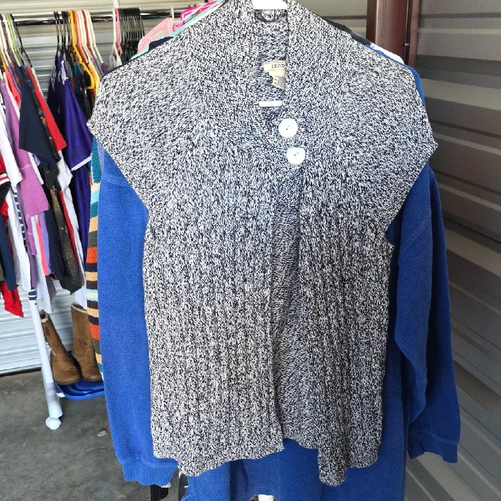 Izod Black and White Cardigan Sweater